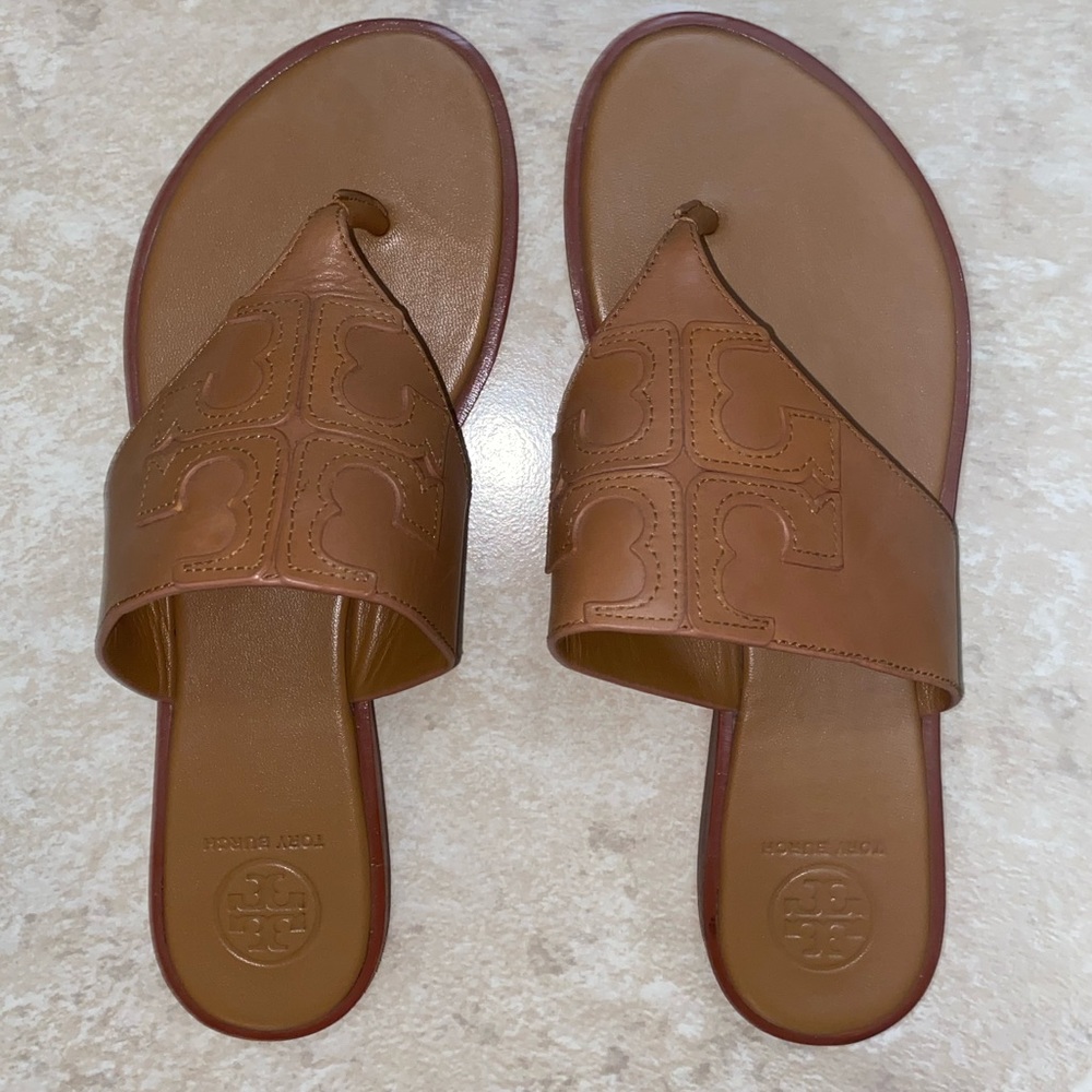 Tory Burch Tan Leather Miller Sandal